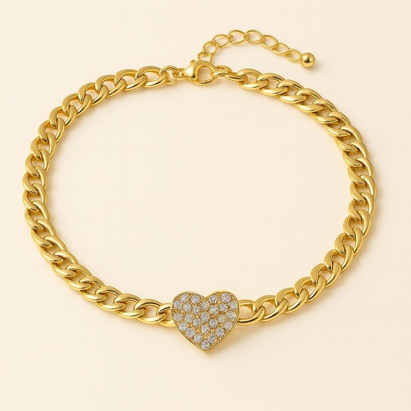 NEW | 18K Gold  Plated Chain Necklace with Heart Pendant Anthropologie - Picture 1 of 6